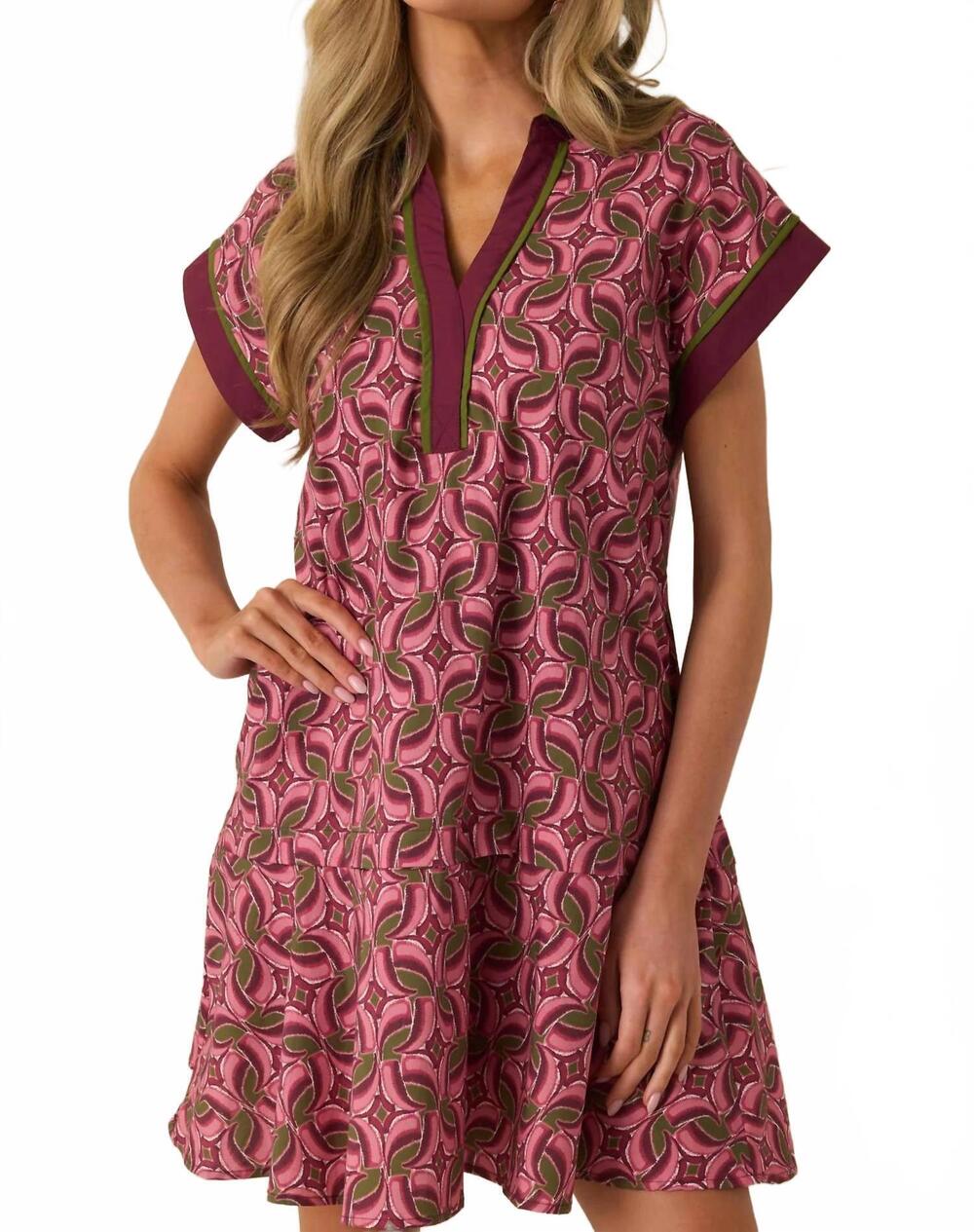 NEW ENTRO leaf day dress in wine